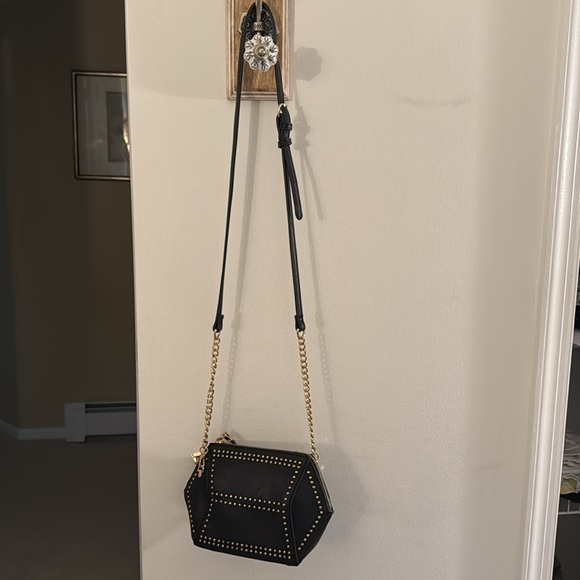 Preowned Urban Expressions Black and Gold Studded Crossbody and Wristlet Purse - Picture 5 of 5